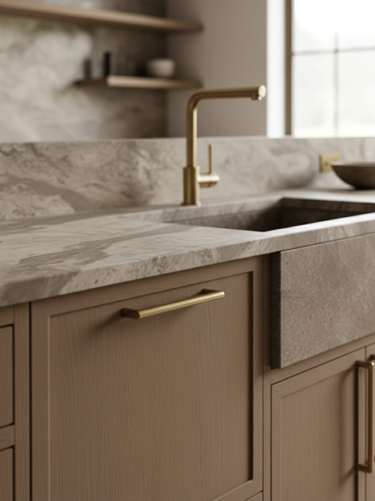 Custom kitchen cabinetry and countertop detail